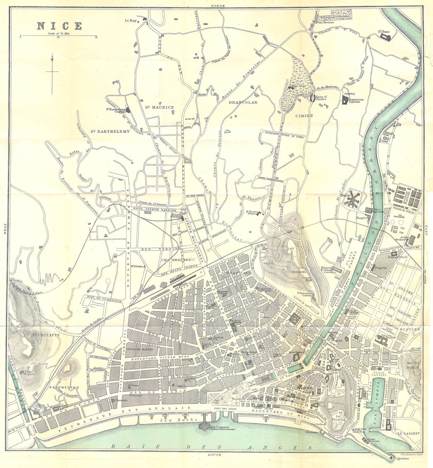 ALPES-MARITIMES. Nice Cimiez 1913 old antique vintage map plan chart